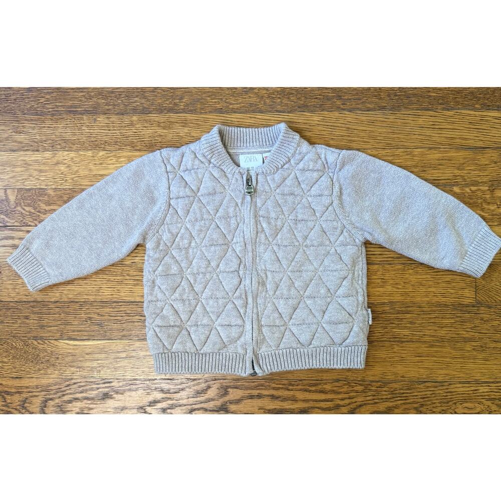 Zara Boys' Beige Quilted Jacket Size 12-18 Months